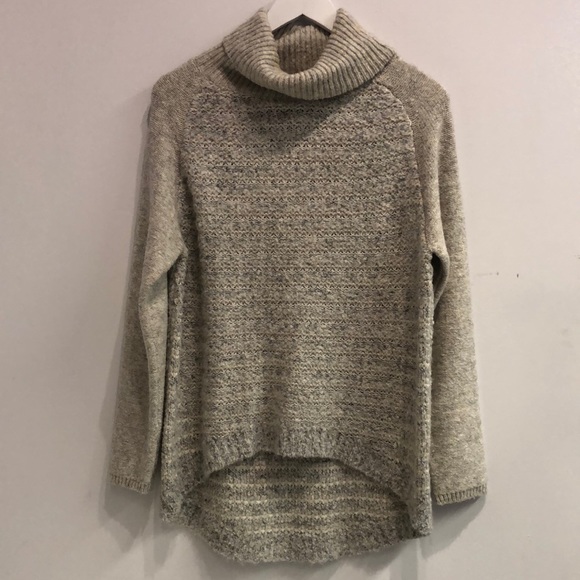 Line The Label Grey Boucle Striped Raglan Turtleneck Sweater - Picture 1 of 9